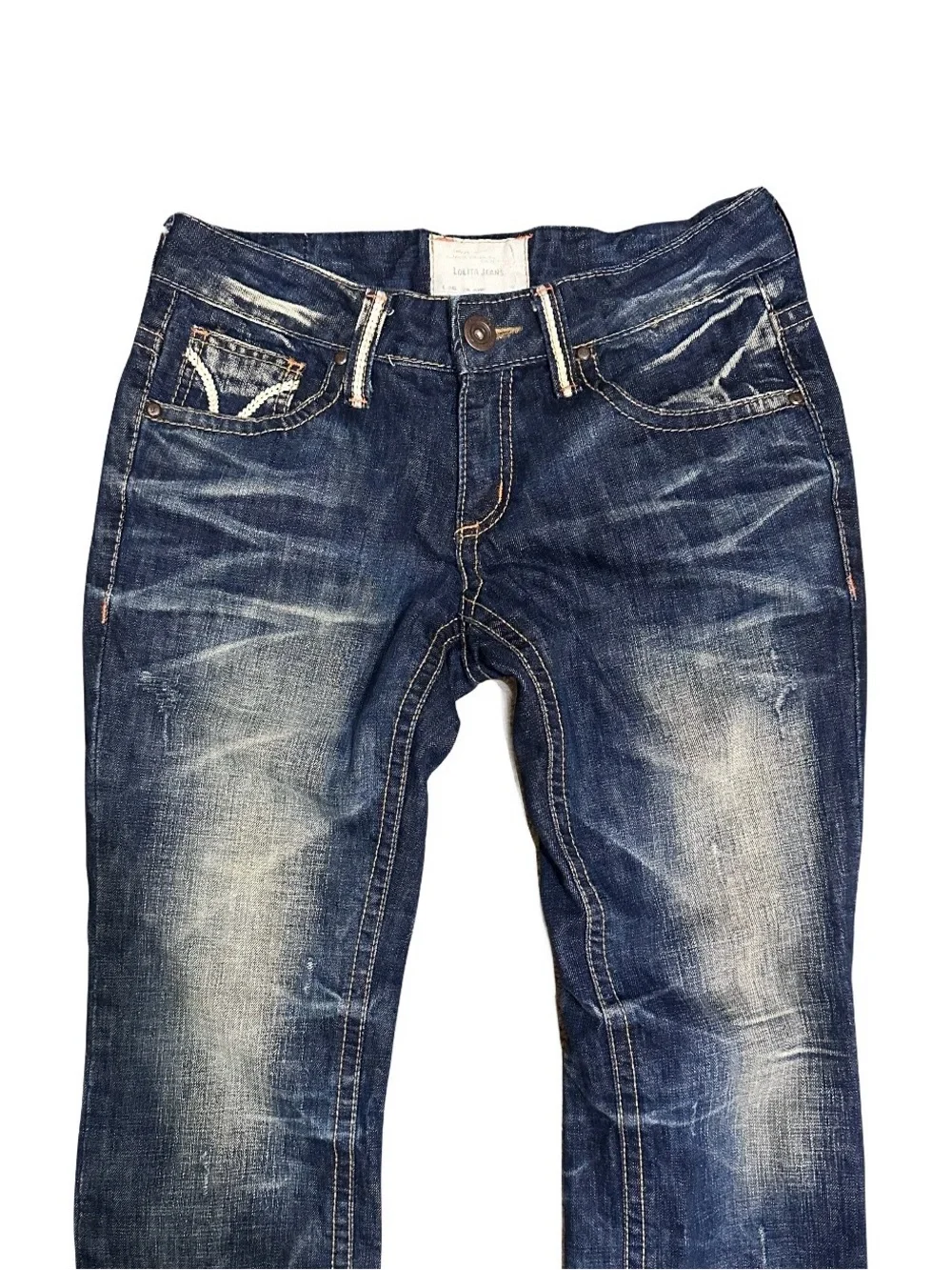 VTG Lolita by Concert Club Y2K Low Rise Bootcut Jeans Distressed Wash Size 27 - Picture 2 of 7